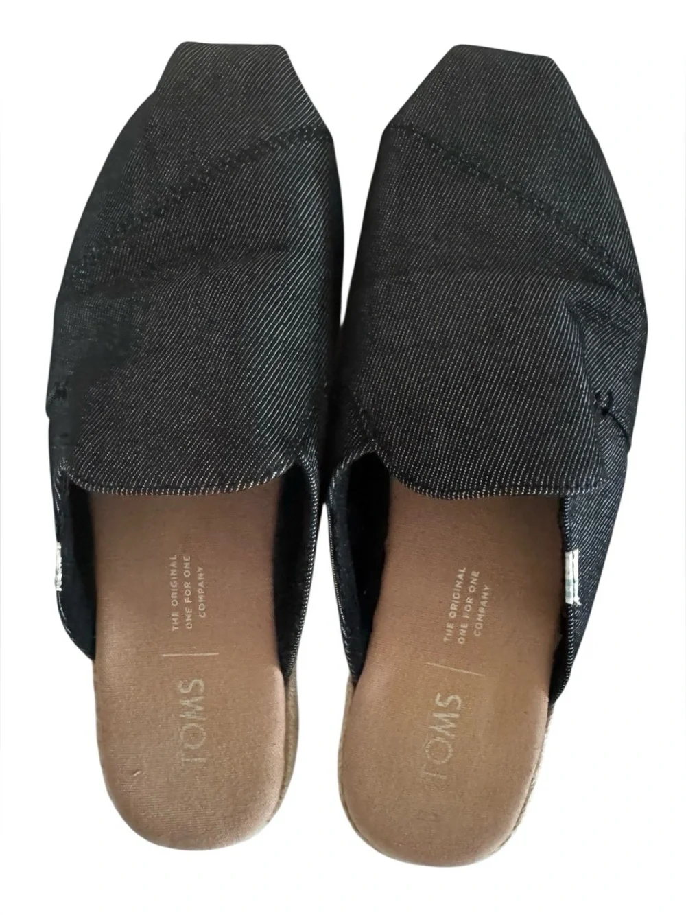 EUC TOMS size 6W Nova Slip-On Espadrille comfy denim mule multiple seasons